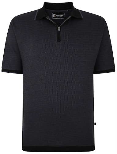 KAM Jersey Weave Pattern 1/4 Zip Polo Black